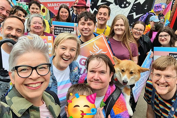 Cllr Jilly Julian at Pride with Stockport Lib Dems